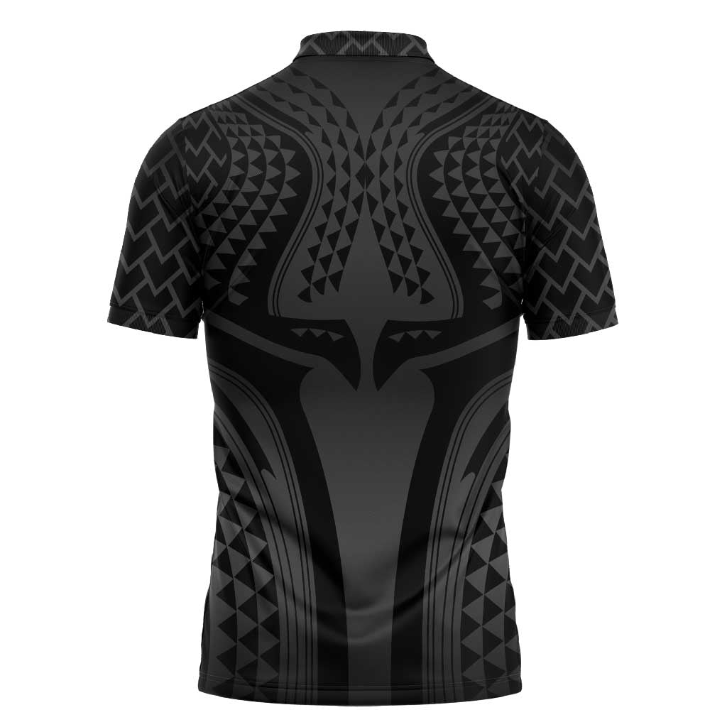 Hawaiian Kakau Art Tattoos Aquaman Style Zipper Polo Shirt Special Edition - Wonder Print Shop