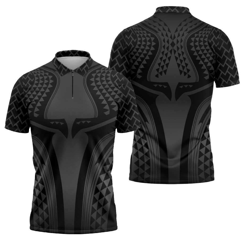 Hawaiian Kakau Art Tattoos Aquaman Style Zipper Polo Shirt Special Edition - Wonder Print Shop