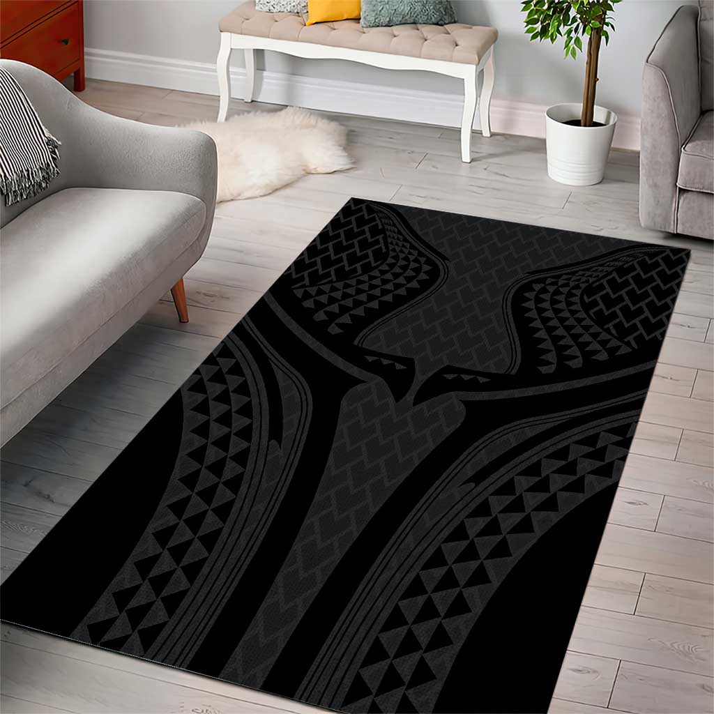 Hawaiian Kakau Art Tattoos Aquaman Style Area Rug Black Version - Wonder Print Shop