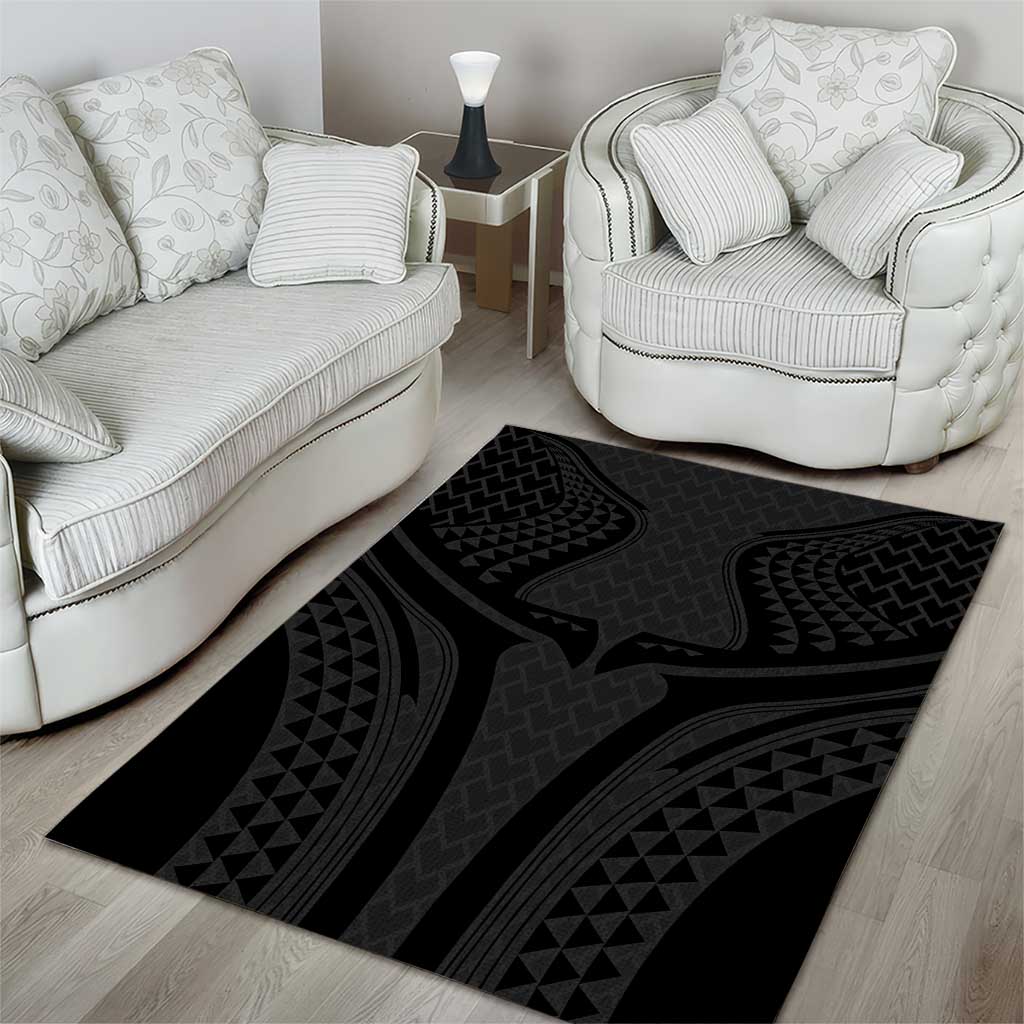 Hawaiian Kakau Art Tattoos Aquaman Style Area Rug Black Version - Wonder Print Shop