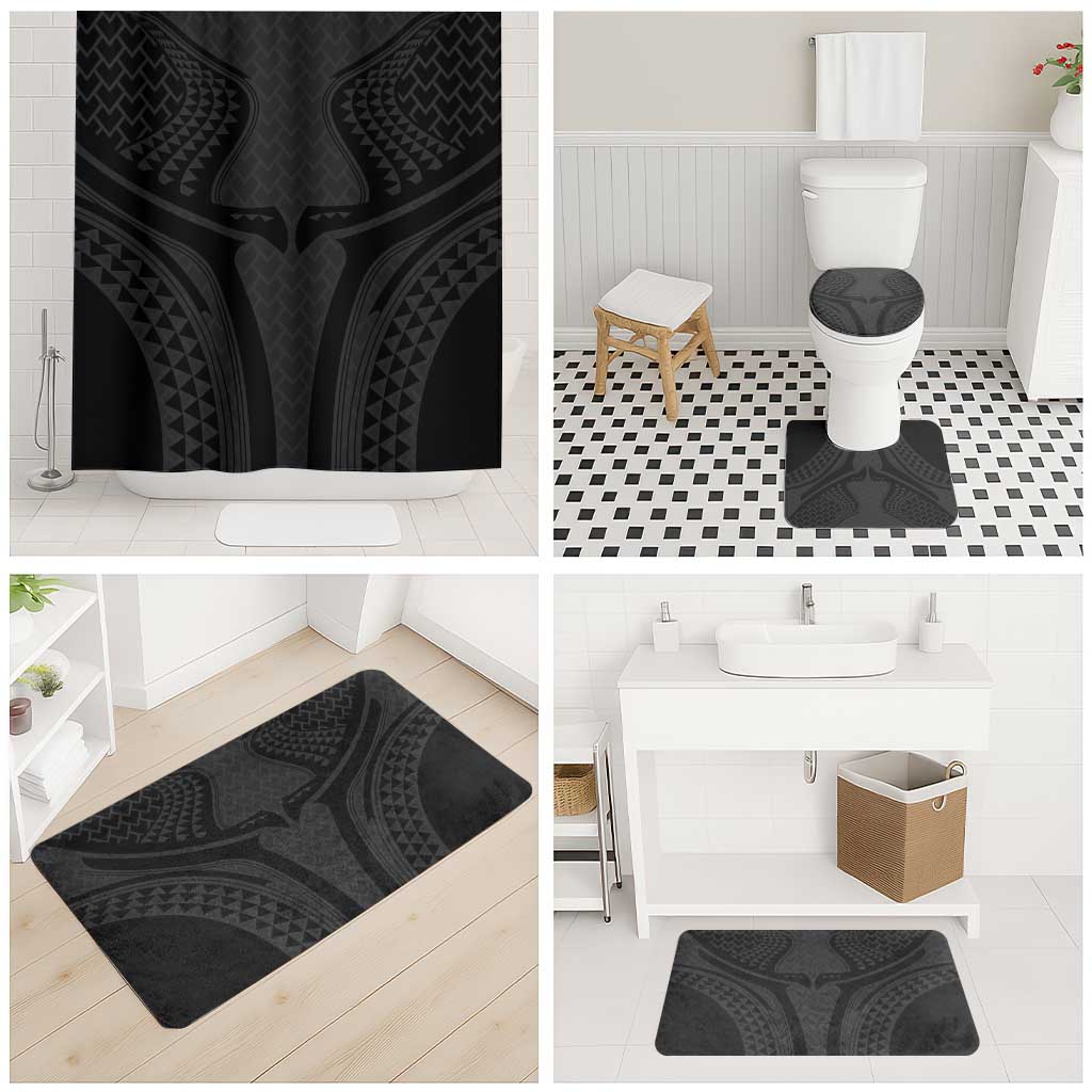 Hawaiian Kakau Art Tattoos Aquaman Style Bathroom Set Black Version - Wonder Print Shop