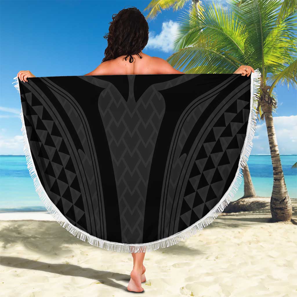 Hawaiian Kakau Art Tattoos Aquaman Style Beach Blanket Black Version - Wonder Print Shop