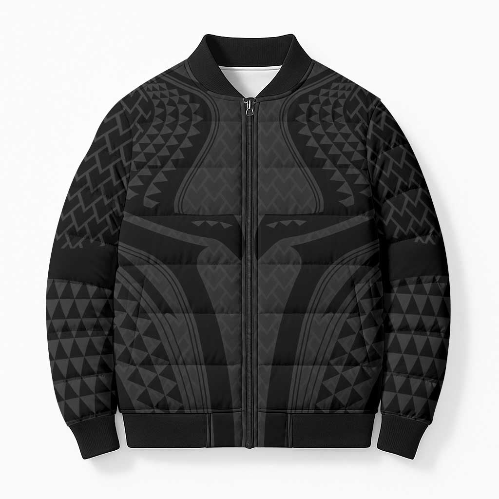 Hawaiian Kakau Art Tattoos Aquaman Style Bomber Puffer Jacket Black Version - Wonder Print Shop