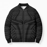 Hawaiian Kakau Art Tattoos Aquaman Style Bomber Puffer Jacket Black Version - Wonder Print Shop