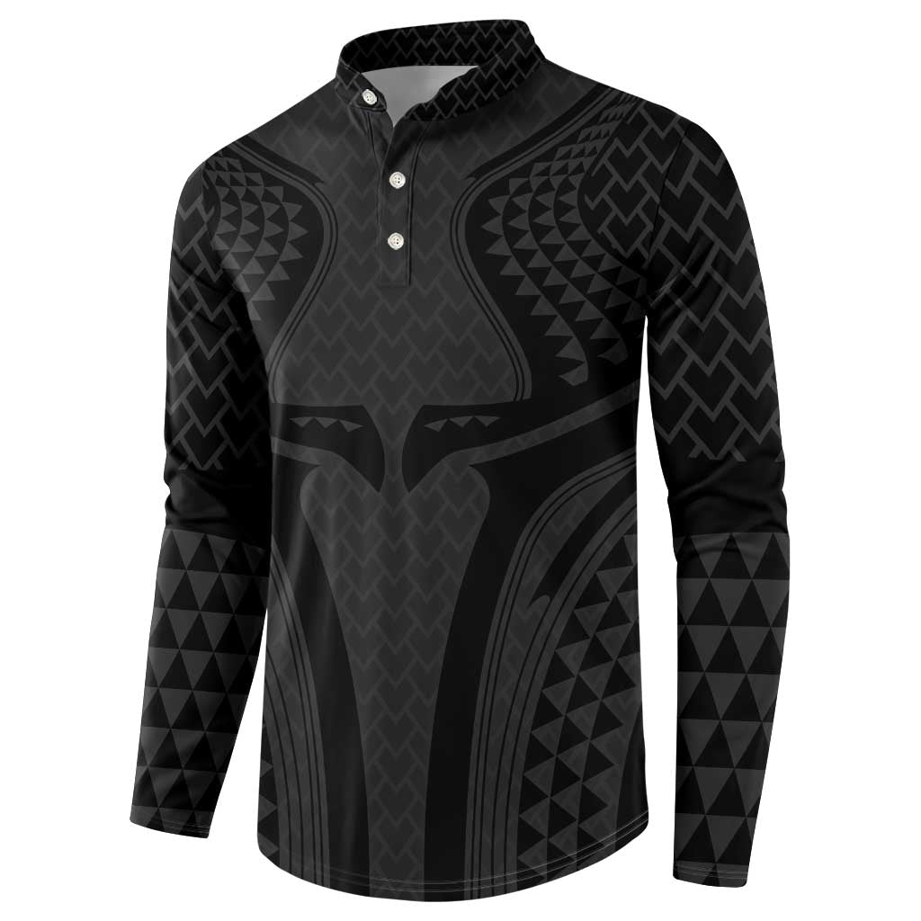 Hawaiian Kakau Art Tattoos Aquaman Style Button Sweatshirt Black Version - Wonder Print Shop