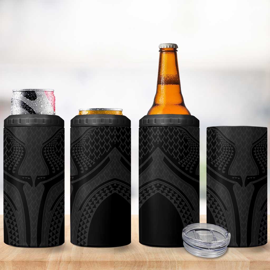 Hawaiian Kakau Art Tattoos Aquaman Style 4 in 1 Can Cooler Tumbler Black Version - Wonder Print Shop