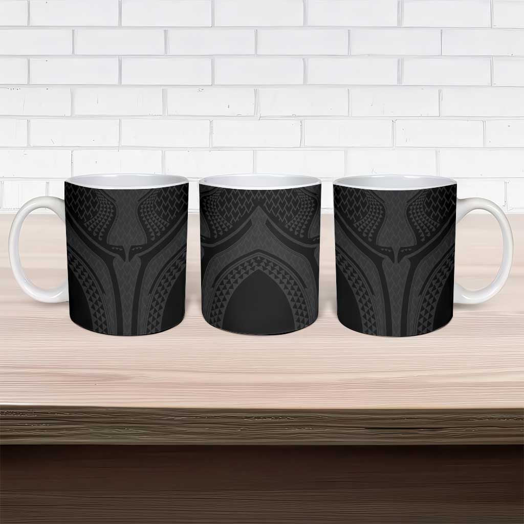 Hawaiian Kakau Art Tattoos Aquaman Style Ceramic Mug Black Version - Wonder Print Shop