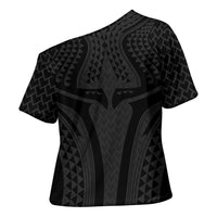 Hawaiian Kakau Art Tattoos Aquaman Style Cross Shoulder Shirt Black Version - Wonder Print Shop