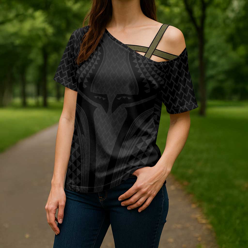 Hawaiian Kakau Art Tattoos Aquaman Style Cross Shoulder Shirt Black Version - Wonder Print Shop