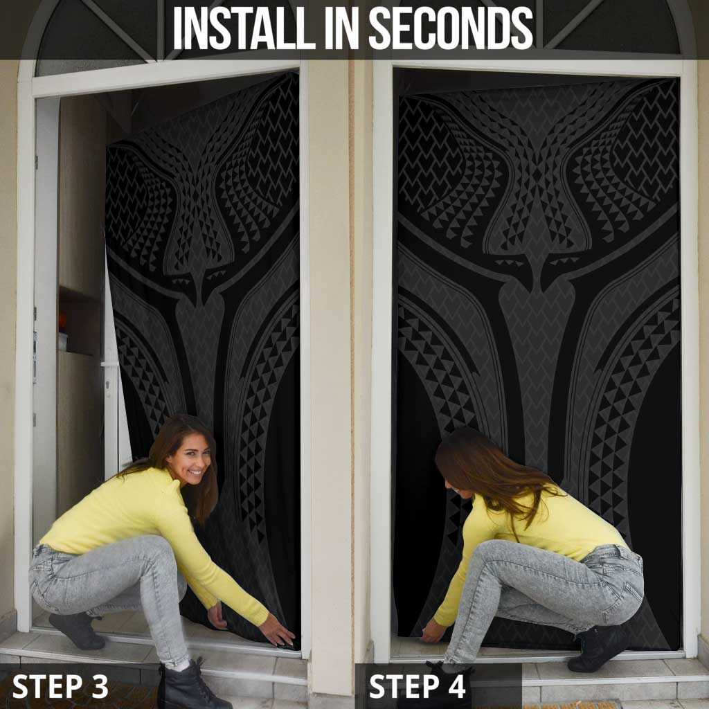 Hawaiian Kakau Art Tattoos Aquaman Style Door Cover Black Version - Wonder Print Shop