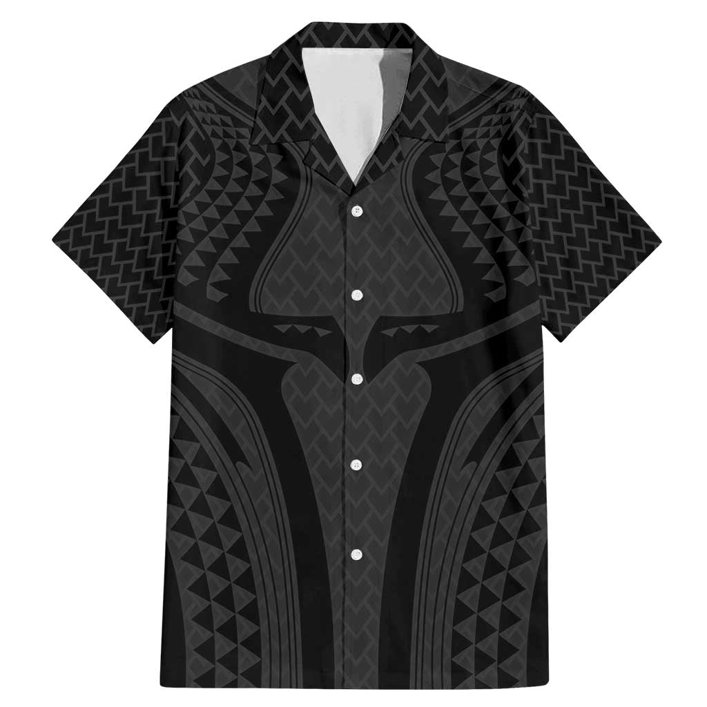 Hawaiian Kakau Art Tattoos Aquaman Style Family Matching Mermaid Dress and Hawaiian Shirt Black Version - Wonder Print Shop