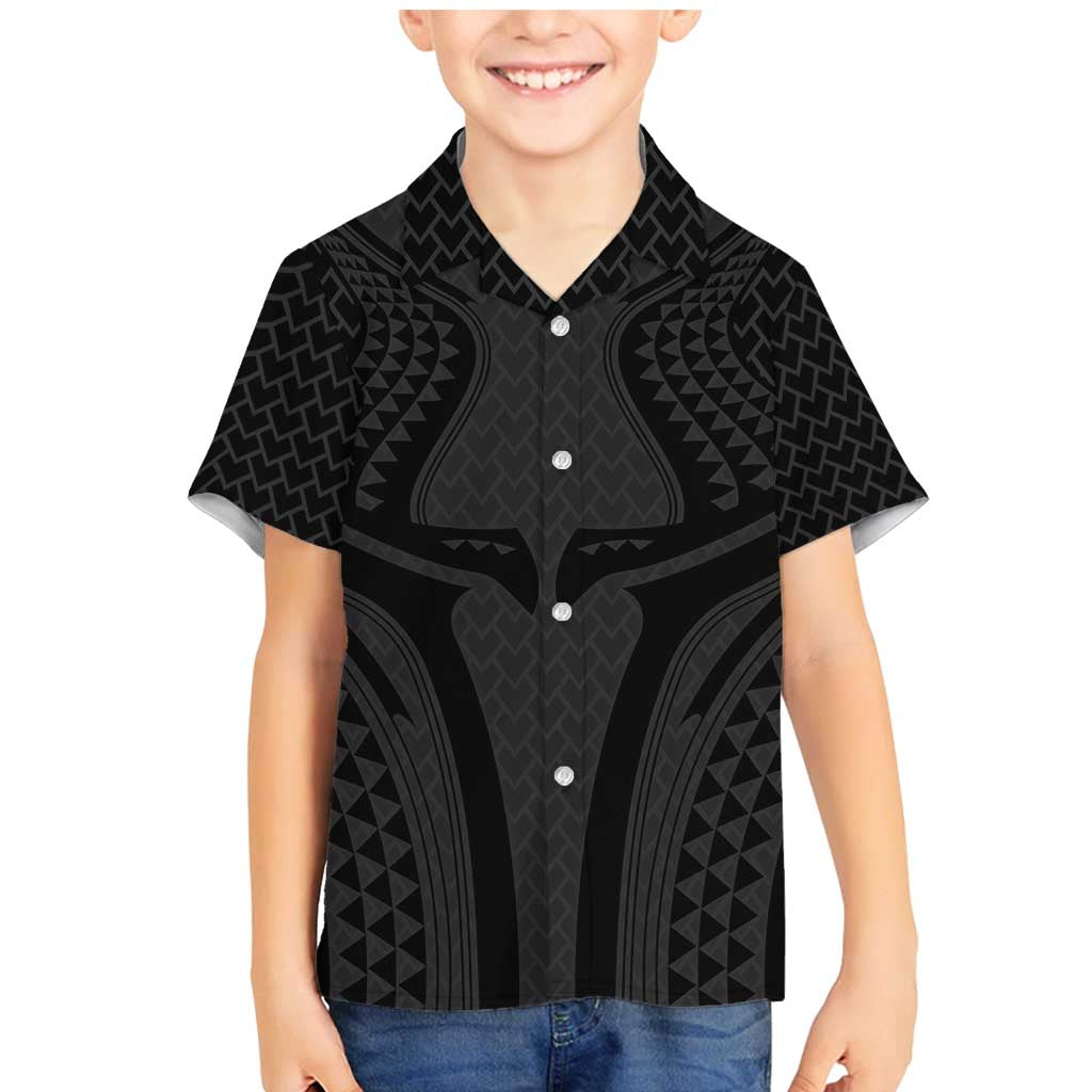 Hawaiian Kakau Art Tattoos Aquaman Style Family Matching Mermaid Dress and Hawaiian Shirt Black Version - Wonder Print Shop