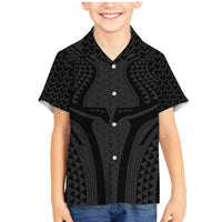 Hawaiian Kakau Art Tattoos Aquaman Style Family Matching Mermaid Dress and Hawaiian Shirt Black Version - Wonder Print Shop
