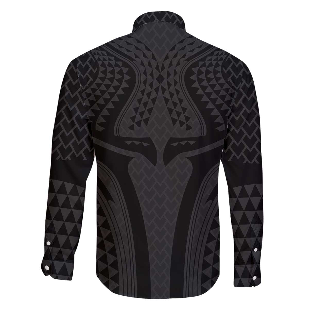 Hawaiian Kakau Art Tattoos Aquaman Style Family Matching Off The Shoulder Long Sleeve Dress and Hawaiian Shirt Black Version - Wonder Print Shop