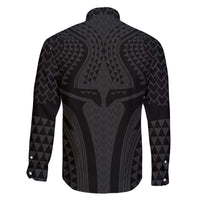 Hawaiian Kakau Art Tattoos Aquaman Style Family Matching Off The Shoulder Long Sleeve Dress and Hawaiian Shirt Black Version - Wonder Print Shop