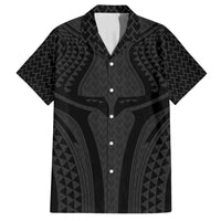 Hawaiian Kakau Art Tattoos Aquaman Style Family Matching Off Shoulder Maxi Dress and Hawaiian Shirt Black Version - Wonder Print Shop