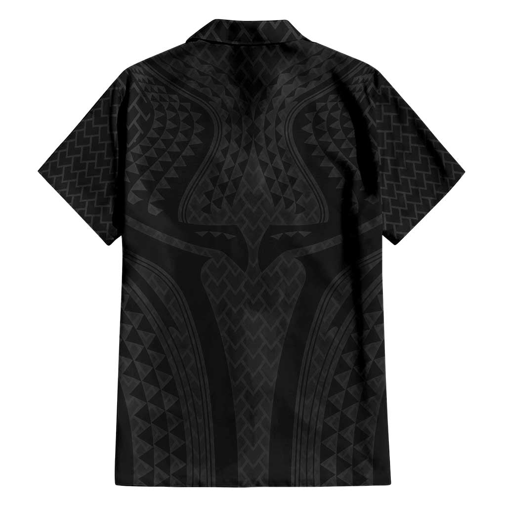 Hawaiian Kakau Art Tattoos Aquaman Style Family Matching Off Shoulder Maxi Dress and Hawaiian Shirt Black Version - Wonder Print Shop
