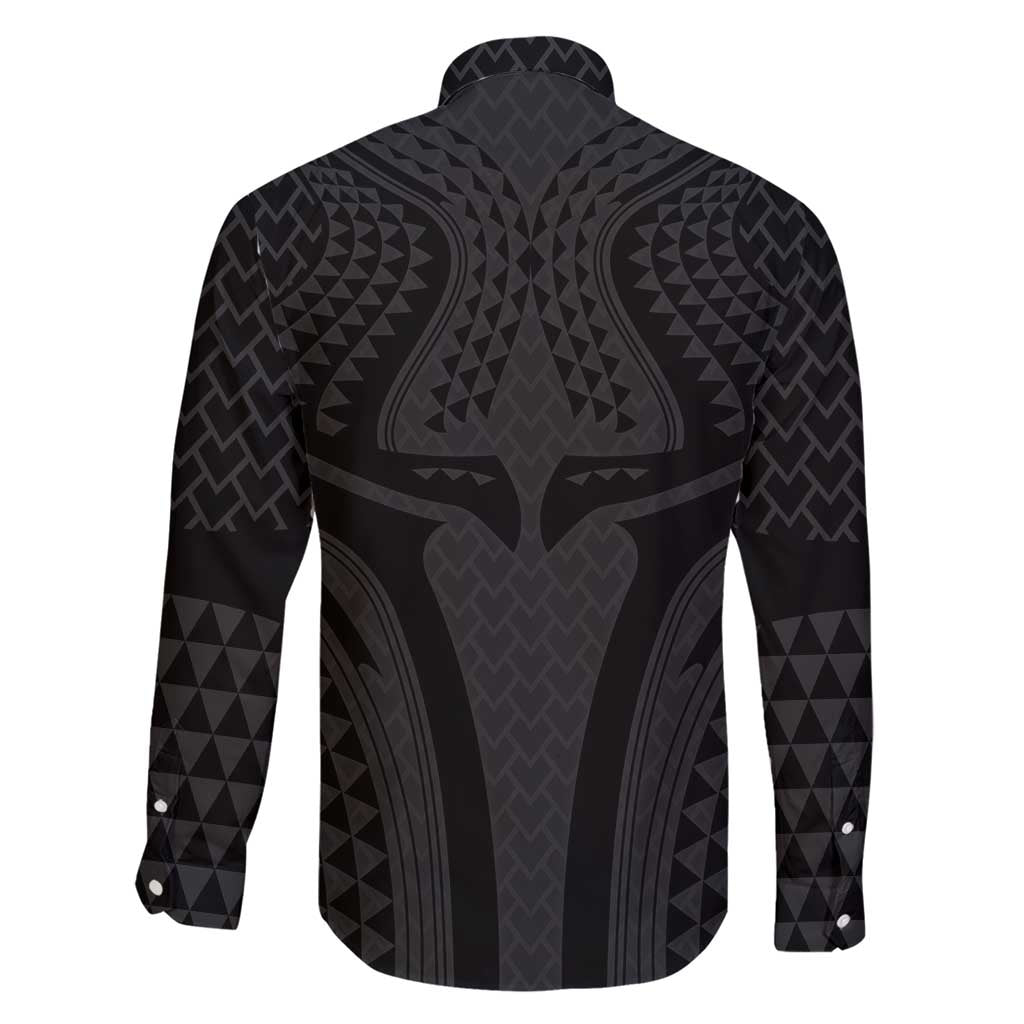 Hawaiian Kakau Art Tattoos Aquaman Style Family Matching Short Sleeve Bodycon Dress and Hawaiian Shirt Black Version - Wonder Print Shop