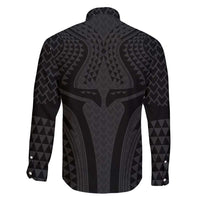 Hawaiian Kakau Art Tattoos Aquaman Style Family Matching Short Sleeve Bodycon Dress and Hawaiian Shirt Black Version - Wonder Print Shop