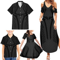 Hawaiian Kakau Art Tattoos Aquaman Style Family Matching Summer Maxi Dress and Hawaiian Shirt Black Version - Wonder Print Shop