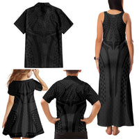 Hawaiian Kakau Art Tattoos Aquaman Style Family Matching Tank Maxi Dress and Hawaiian Shirt Black Version - Wonder Print Shop