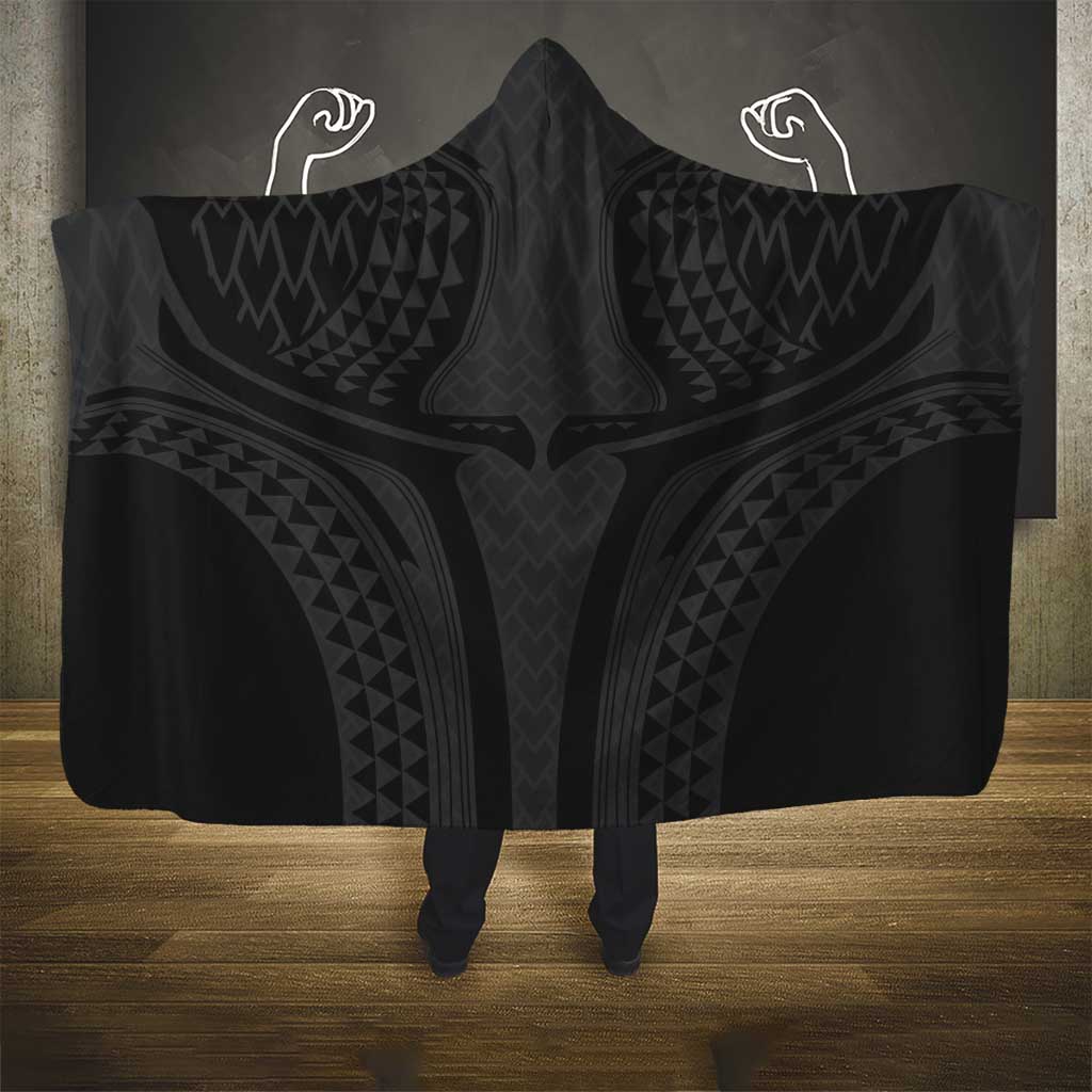 Hawaiian Kakau Art Tattoos Aquaman Style Hooded Blanket Black Version - Wonder Print Shop