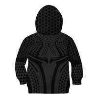 Hawaiian Kakau Art Tattoos Aquaman Style Kid Hoodie Black Version - Wonder Print Shop