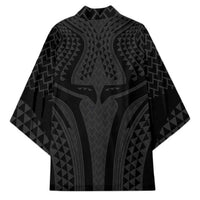 Hawaiian Kakau Art Tattoos Aquaman Style Kimono Black Version - Wonder Print Shop