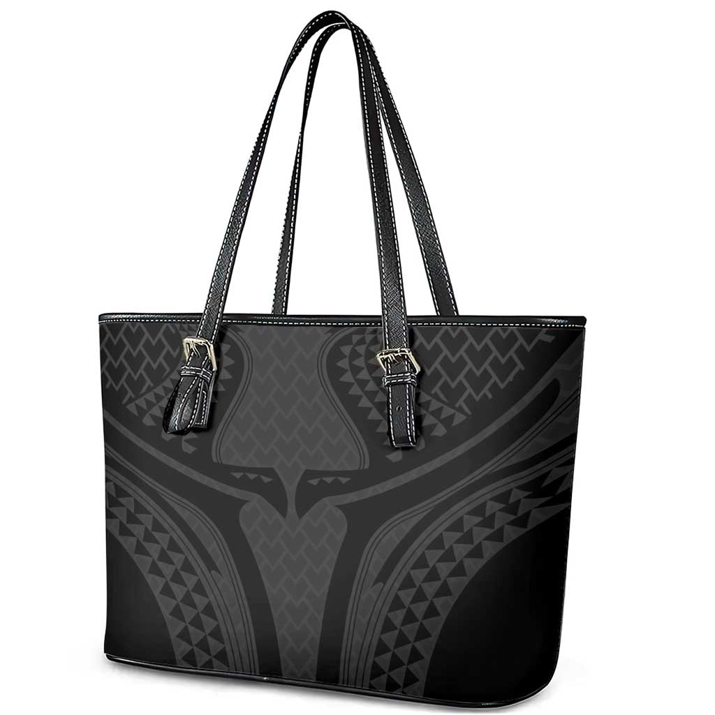 Hawaiian Kakau Art Tattoos Aquaman Style Leather Tote Bag Black Version - Wonder Print Shop