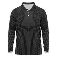 Hawaiian Kakau Art Tattoos Aquaman Style Long Sleeve Polo Shirt Black Version - Wonder Print Shop