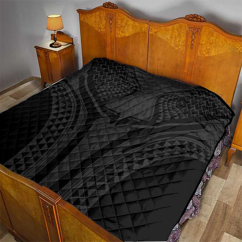 Hawaiian Kakau Art Tattoos Aquaman Style Quilt Black Version - Wonder Print Shop