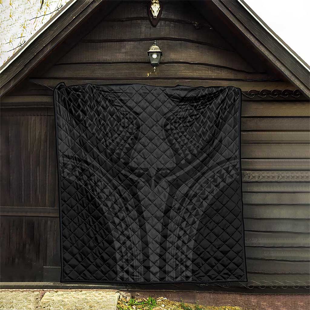 Hawaiian Kakau Art Tattoos Aquaman Style Quilt Black Version - Wonder Print Shop