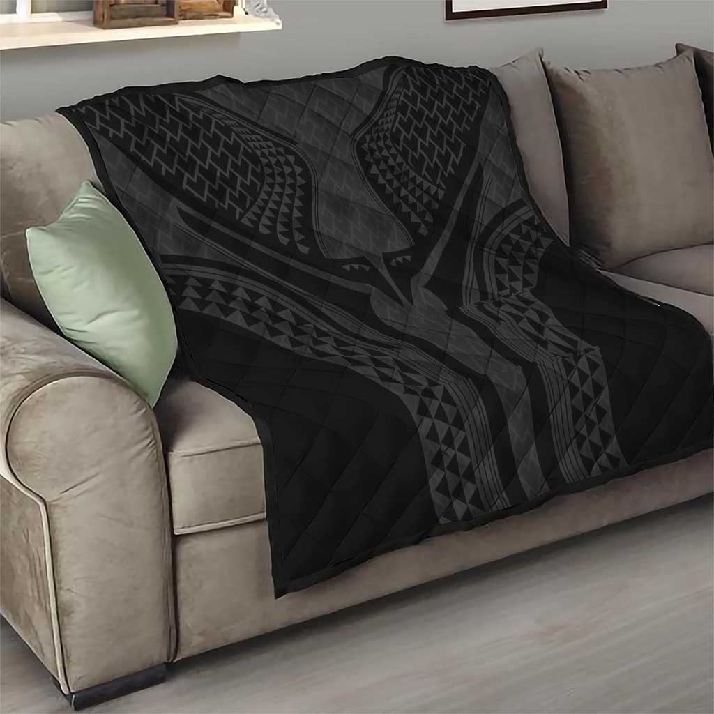 Hawaiian Kakau Art Tattoos Aquaman Style Quilt Black Version - Wonder Print Shop