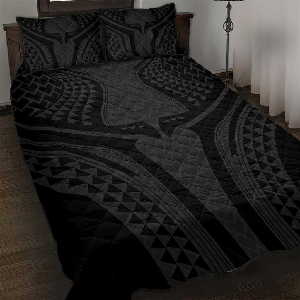 Hawaiian Kakau Art Tattoos Aquaman Style Quilt Bed Set Black Version - Wonder Print Shop