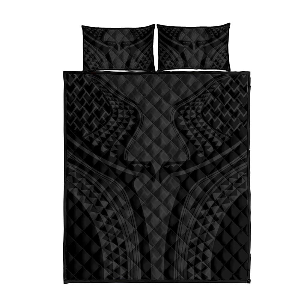 Hawaiian Kakau Art Tattoos Aquaman Style Quilt Bed Set Black Version - Wonder Print Shop