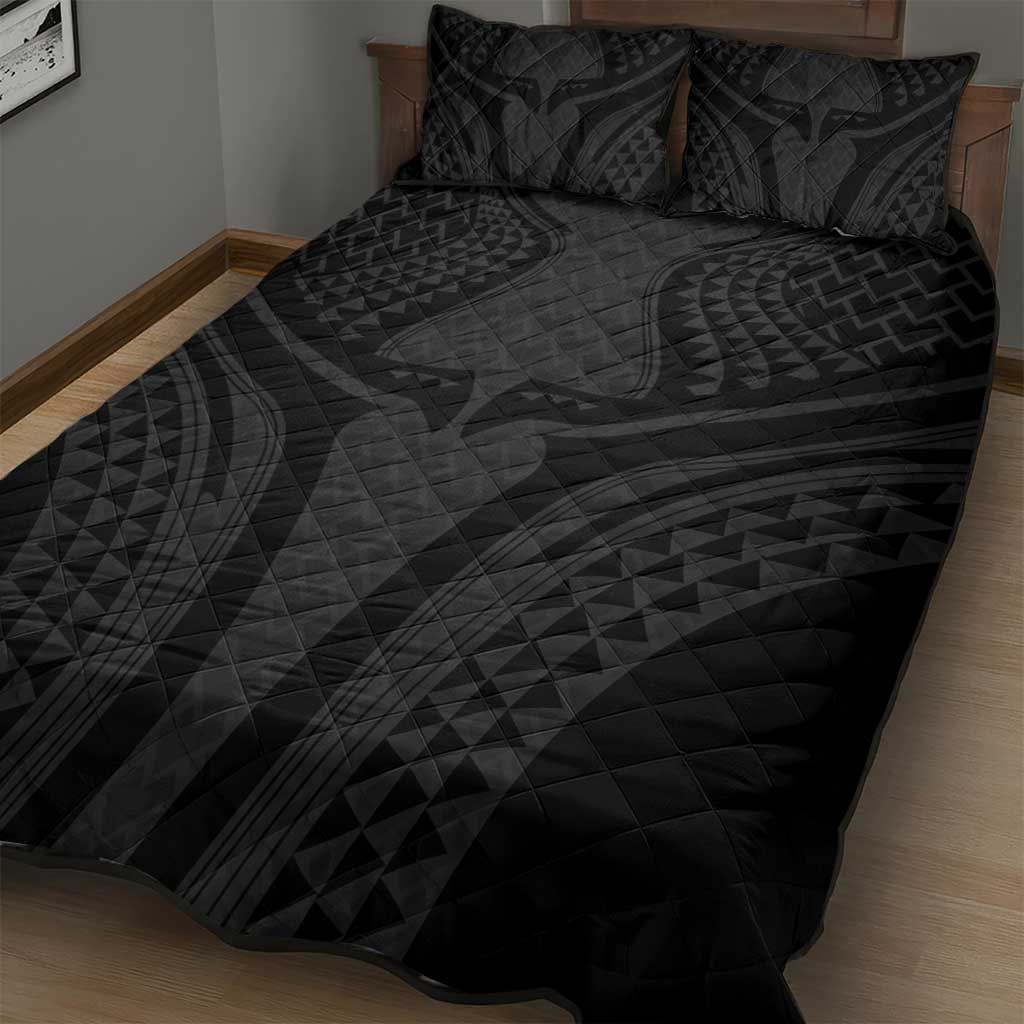 Hawaiian Kakau Art Tattoos Aquaman Style Quilt Bed Set Black Version - Wonder Print Shop