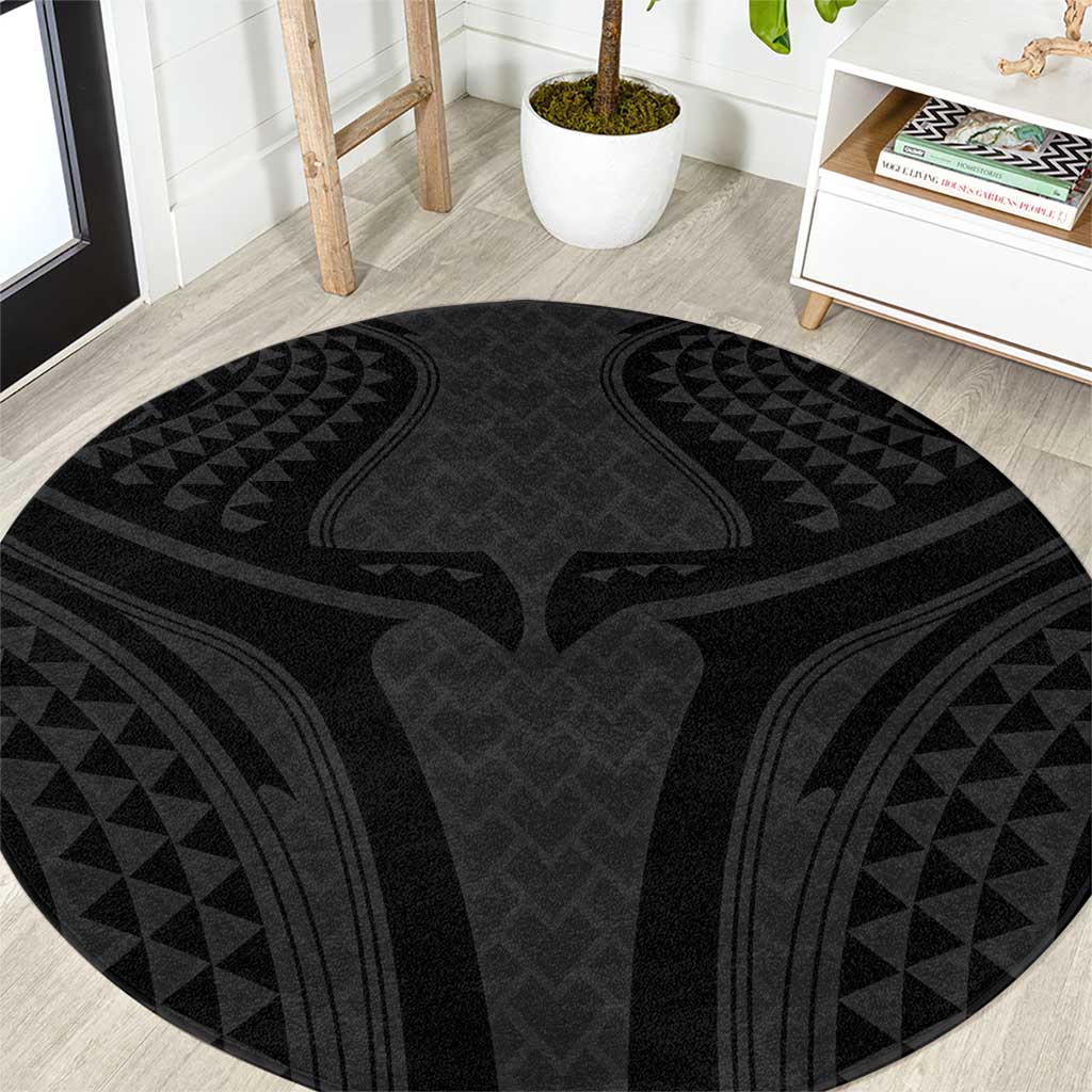 Hawaiian Kakau Art Tattoos Aquaman Style Round Carpet Black Version - Wonder Print Shop