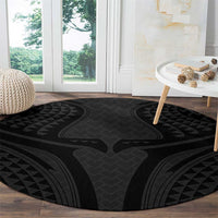Hawaiian Kakau Art Tattoos Aquaman Style Round Carpet Black Version - Wonder Print Shop