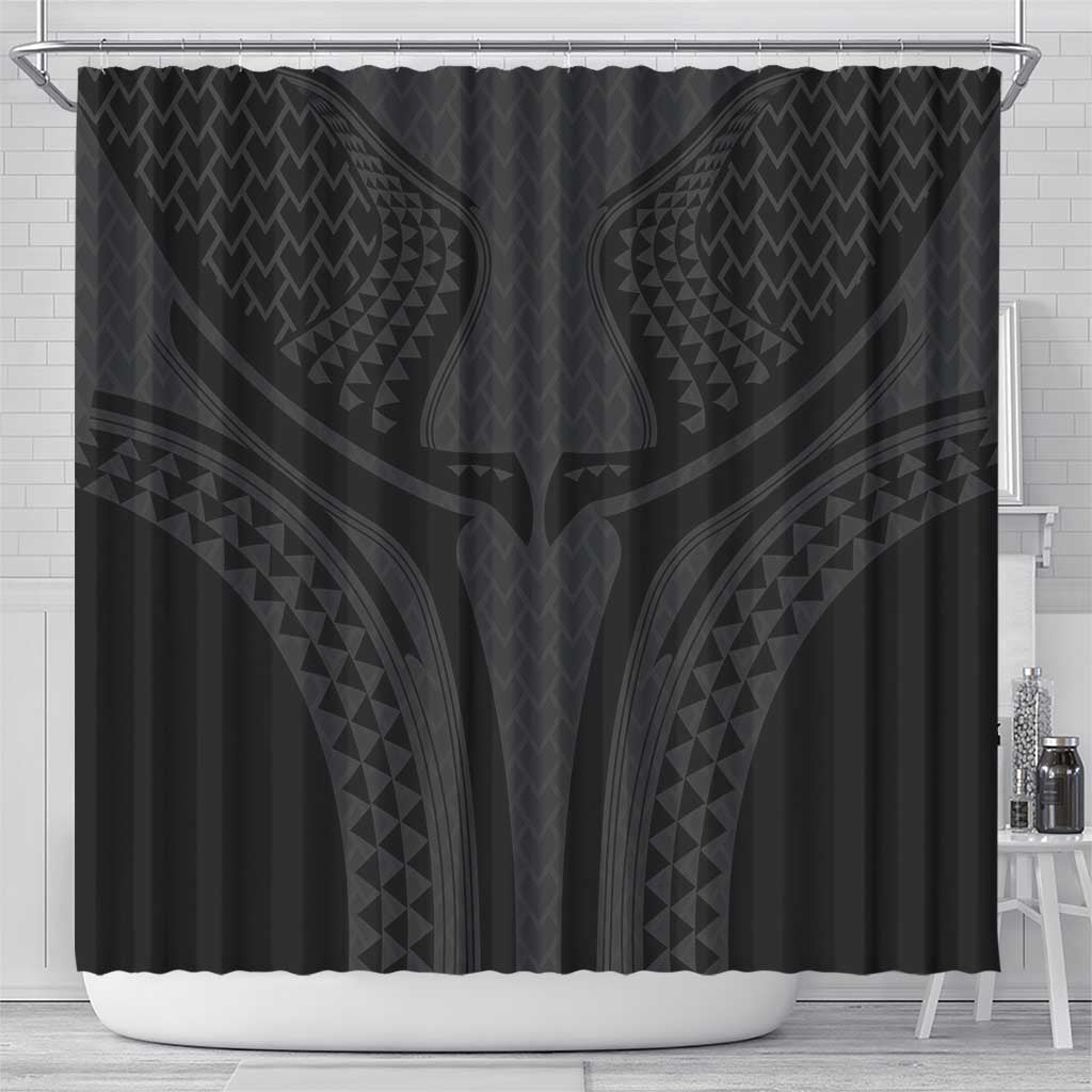 Hawaiian Kakau Art Tattoos Aquaman Style Shower Curtain Black Version - Wonder Print Shop