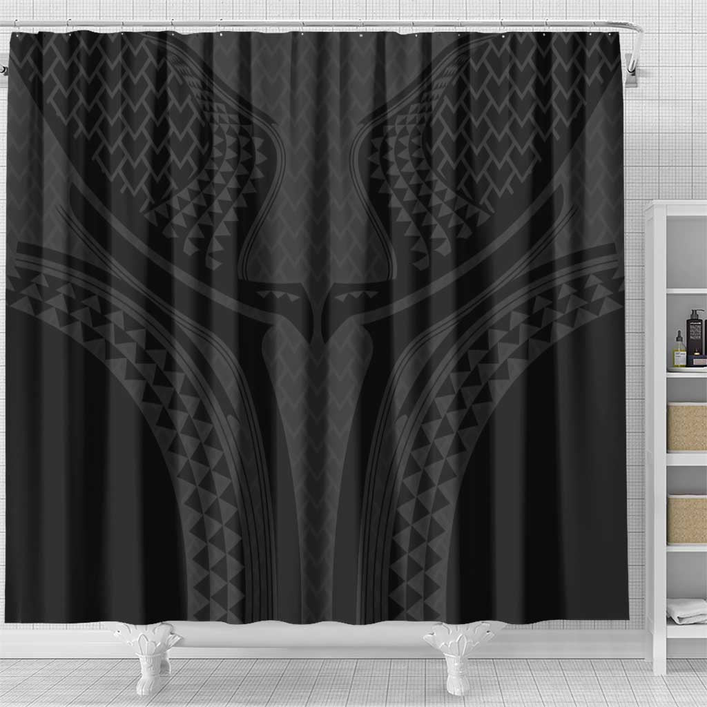 Hawaiian Kakau Art Tattoos Aquaman Style Shower Curtain Black Version - Wonder Print Shop
