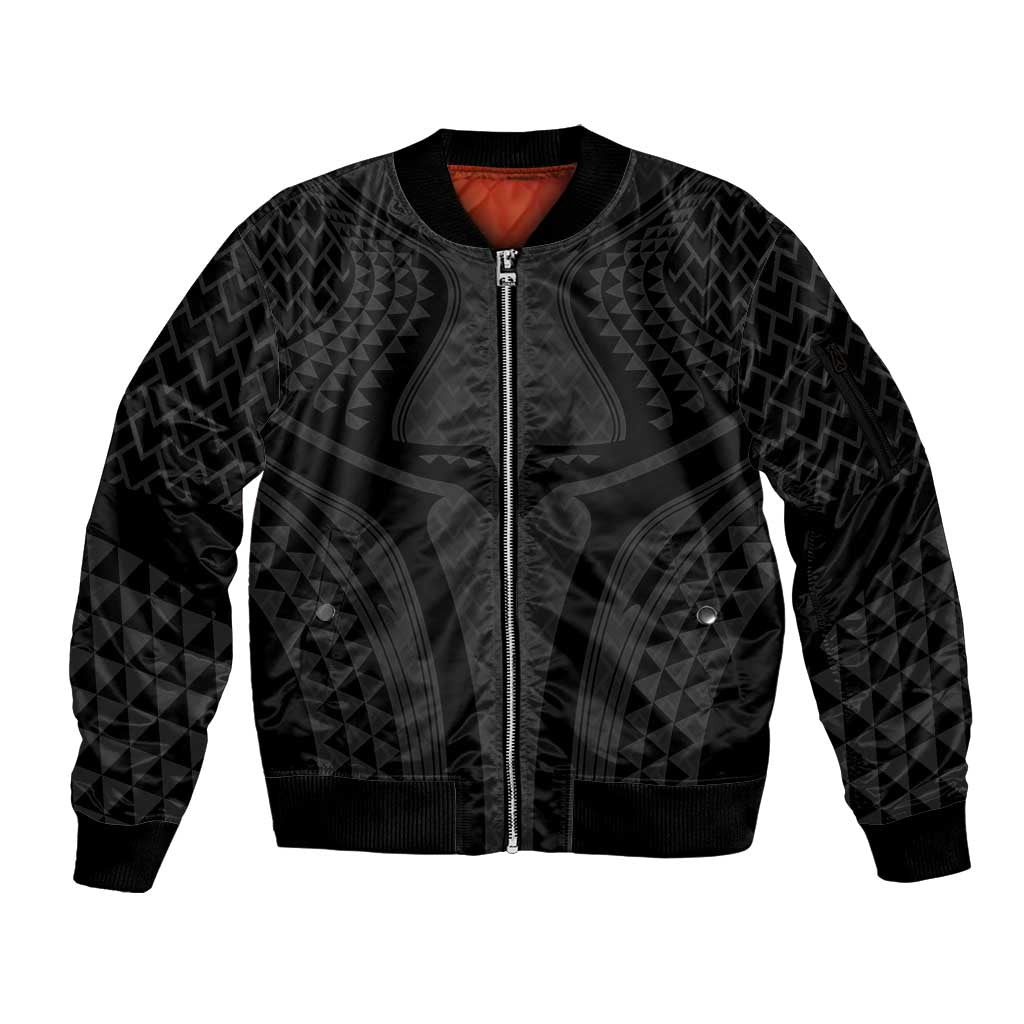 Hawaiian Kakau Art Tattoos Aquaman Style Sleeve Zip Bomber Jacket Black Version - Wonder Print Shop