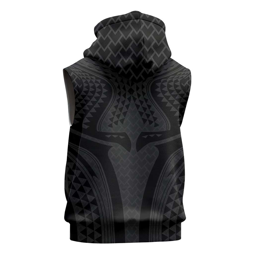 Hawaiian Kakau Art Tattoos Aquaman Style Sleeveless Hoodie Black Version - Wonder Print Shop