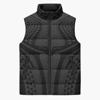 Hawaiian Kakau Art Tattoos Aquaman Style Sleeveless Puffer Jacket Black Version - Wonder Print Shop