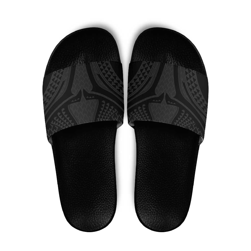 Hawaiian Kakau Art Tattoos Aquaman Style Slide Sandals Black Version - Wonder Print Shop
