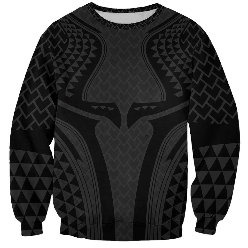 Hawaiian Kakau Art Tattoos Aquaman Style Sweatshirt Black Version - Wonder Print Shop
