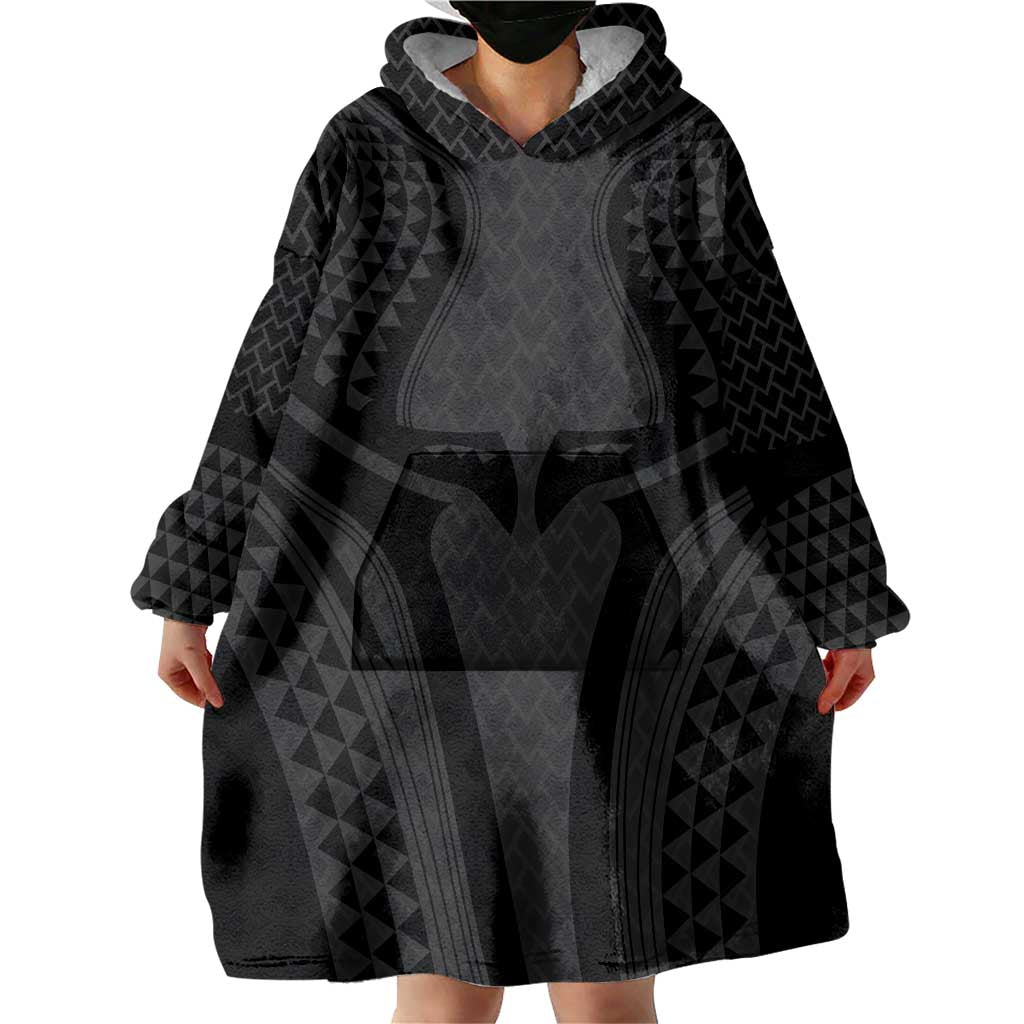 Hawaiian Kakau Art Tattoos Aquaman Style Wearable Blanket Hoodie Black Version - Wonder Print Shop