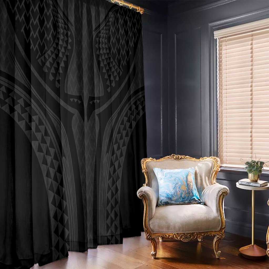 Hawaiian Kakau Art Tattoos Aquaman Style Window Curtain Black Version - Wonder Print Shop