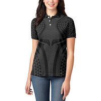 Hawaiian Kakau Art Tattoos Aquaman Style Women Polo Shirt Black Version - Wonder Print Shop