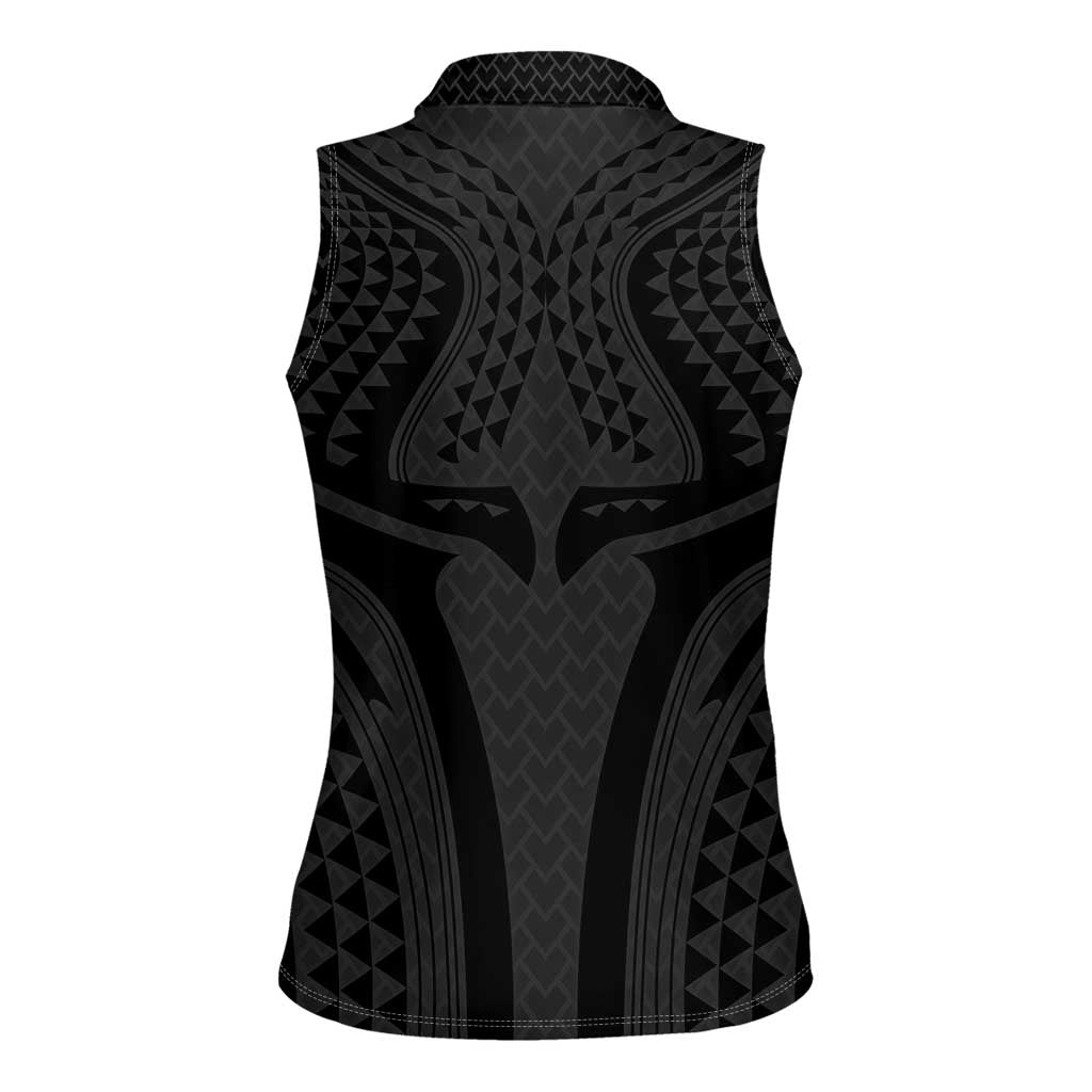 Hawaiian Kakau Art Tattoos Aquaman Style Women Sleeveless Polo Shirt Black Version - Wonder Print Shop
