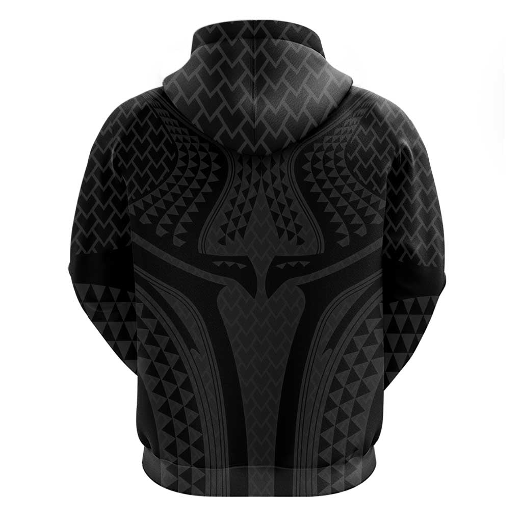 Hawaiian Kakau Art Tattoos Aquaman Style Zip Hoodie Black Version - Wonder Print Shop
